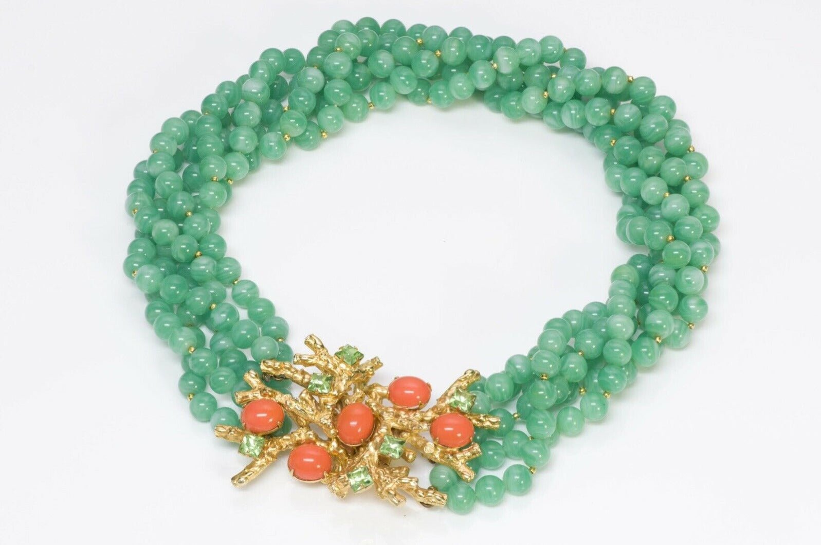 William DeLillo 1972 Green Glass Beads Necklace