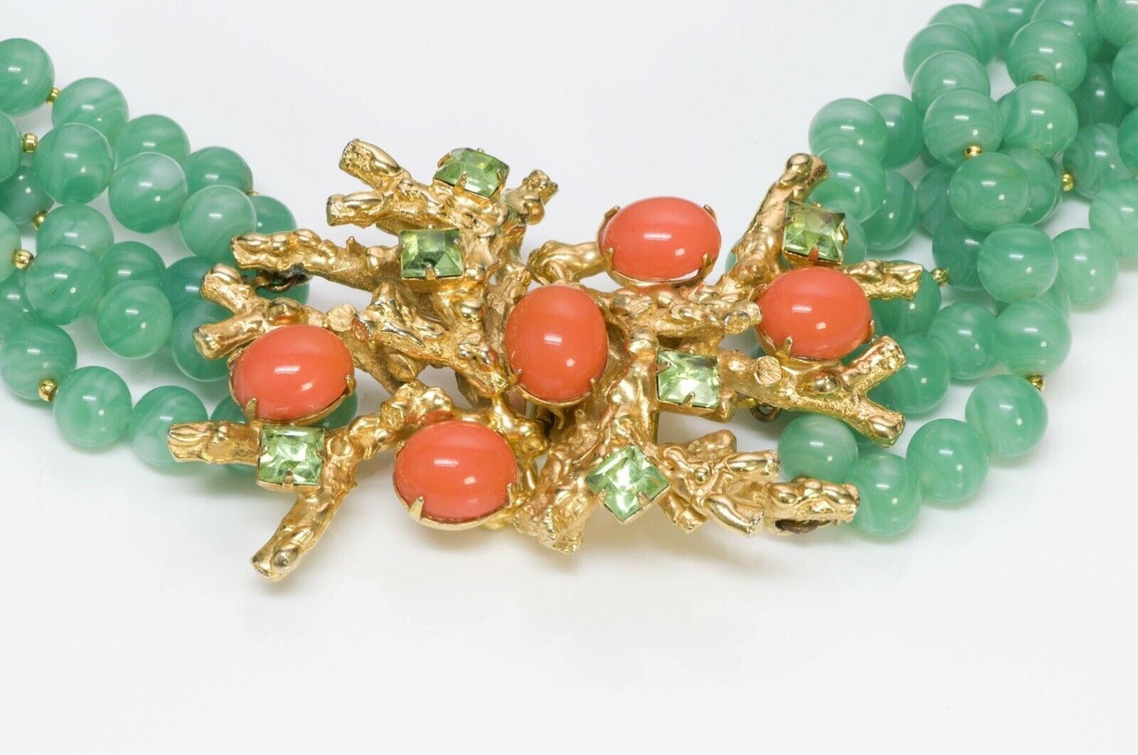 William DeLillo 1972 Green Glass Beads Necklace