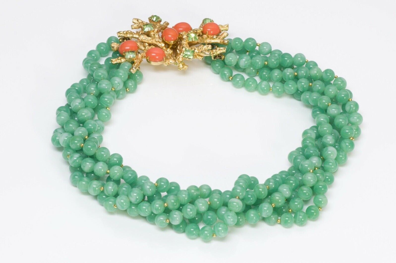 William DeLillo 1972 Green Glass Beads Necklace