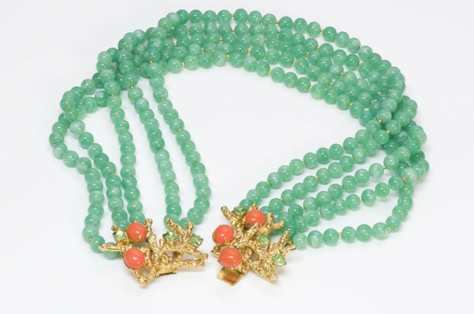 William DeLillo 1972 Green Glass Beads Necklace