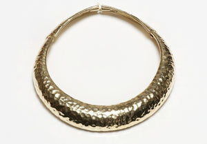 Yves Saint Laurent Paris Gold Plated Hammered Necklace