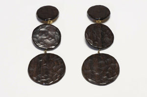 Yves Saint Laurent Rive Gauche Extra Long Brown Wood Earrings