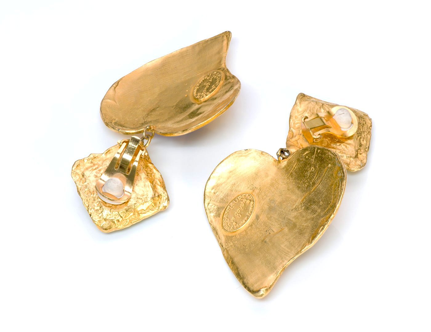 Yves Saint Laurent Rive Gauche Goossens Glass Heart Earrings - DSF Antique Jewelry