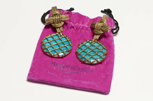 Yves Saint Laurent Rive Gauche Long Turquoise Lucite Cross Earrings