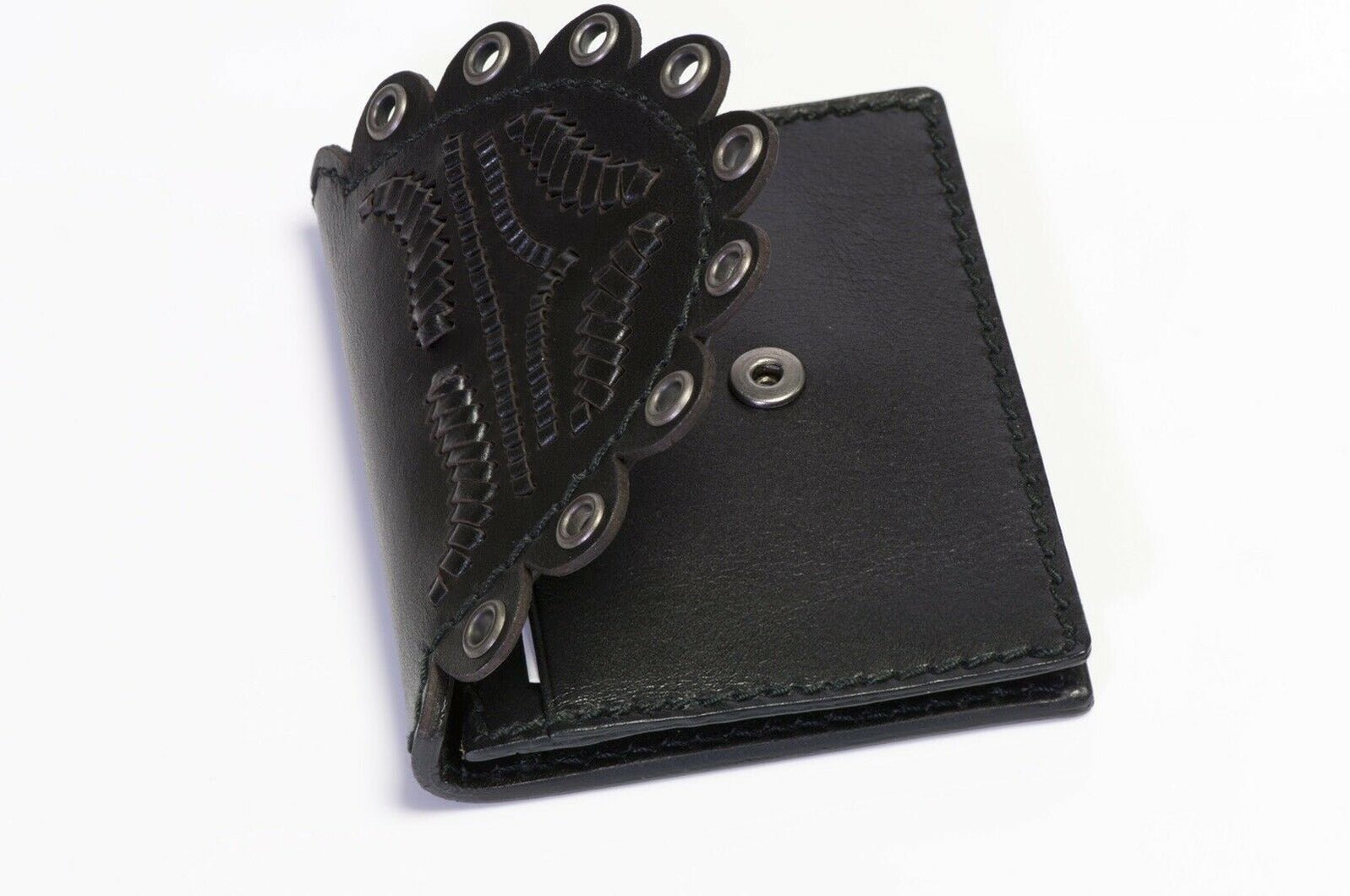Yves Saint Laurent Tom Ford 2001 Black Leather Grommet Wallet