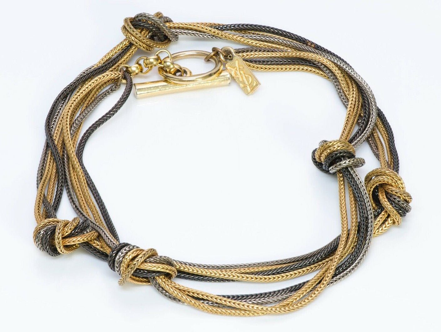 Yves Saint Laurent YSL 3 Color Knot Chain Necklace