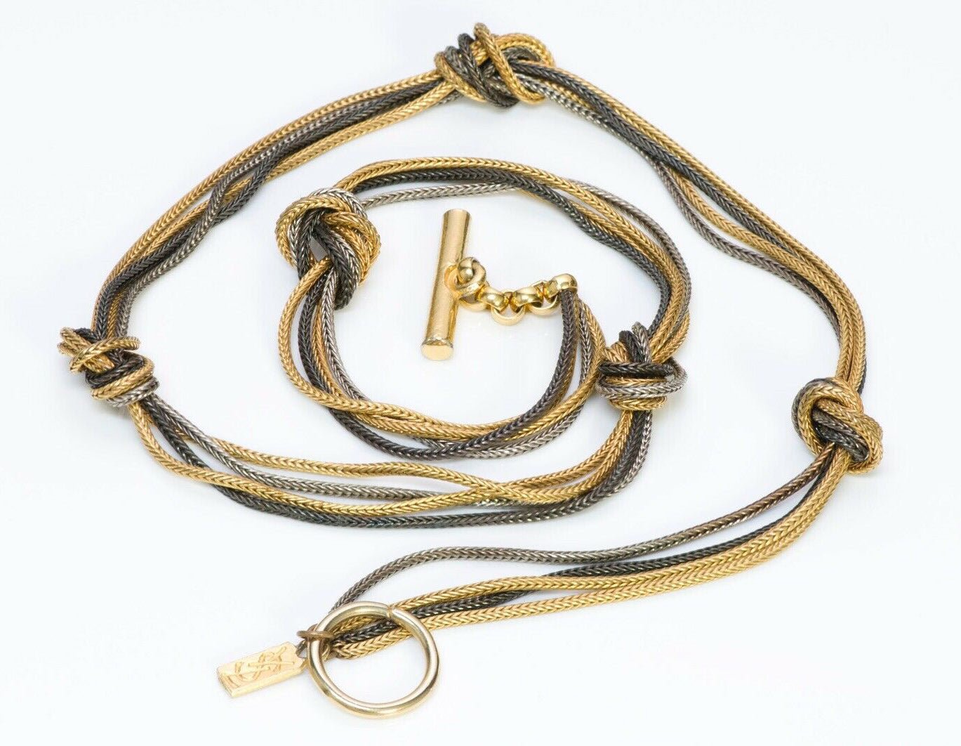 Yves Saint Laurent YSL 3 Color Knot Chain Necklace