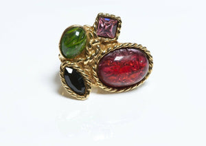 Yves Saint Laurent YSL Cabochon Glass Cocktail Ring