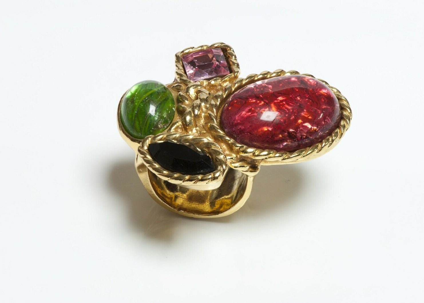 Yves Saint Laurent YSL Cabochon Glass Cocktail Ring