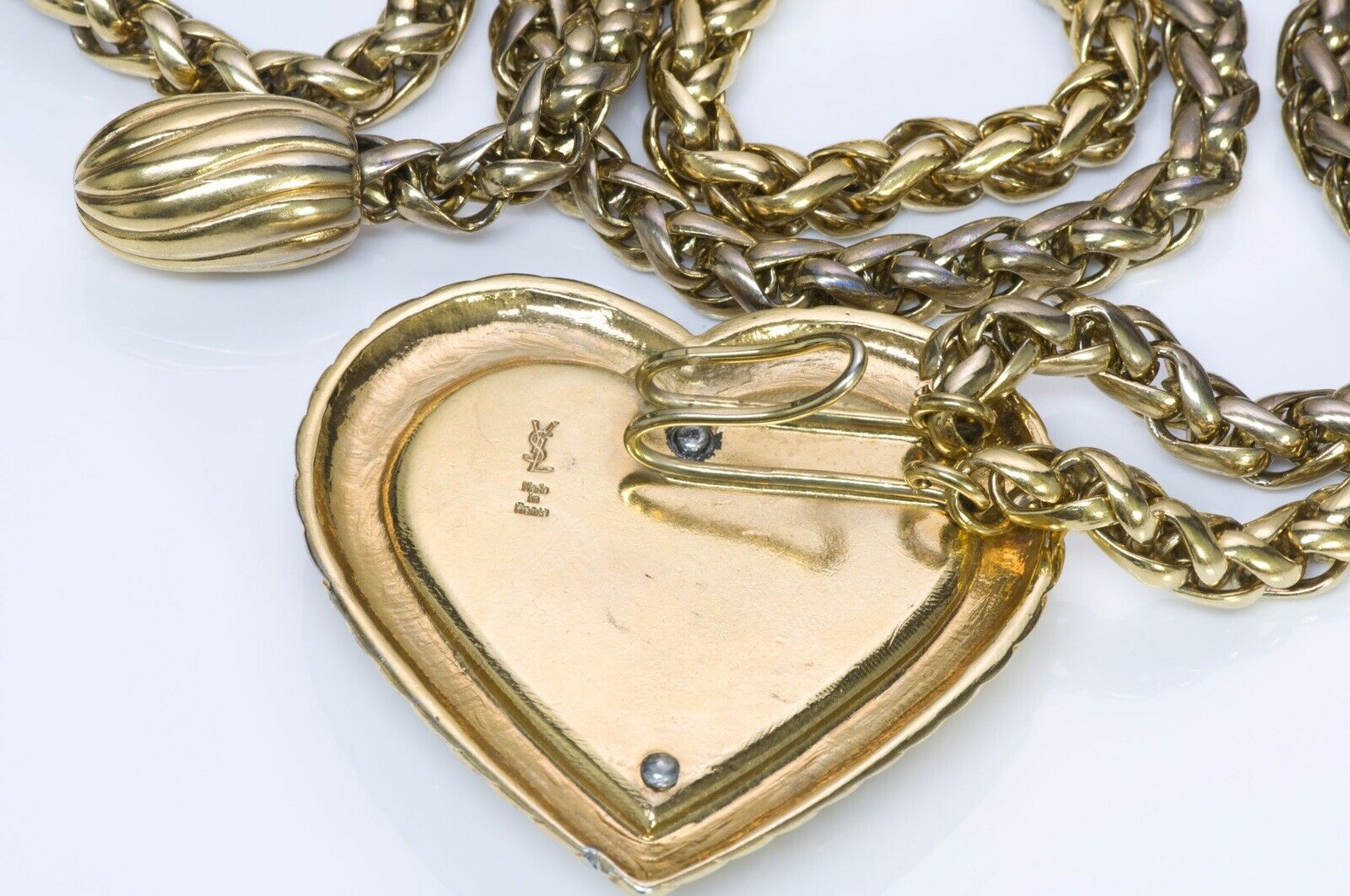 Yves Saint Laurent YSL Crystal Heart Chain Tassel Belt