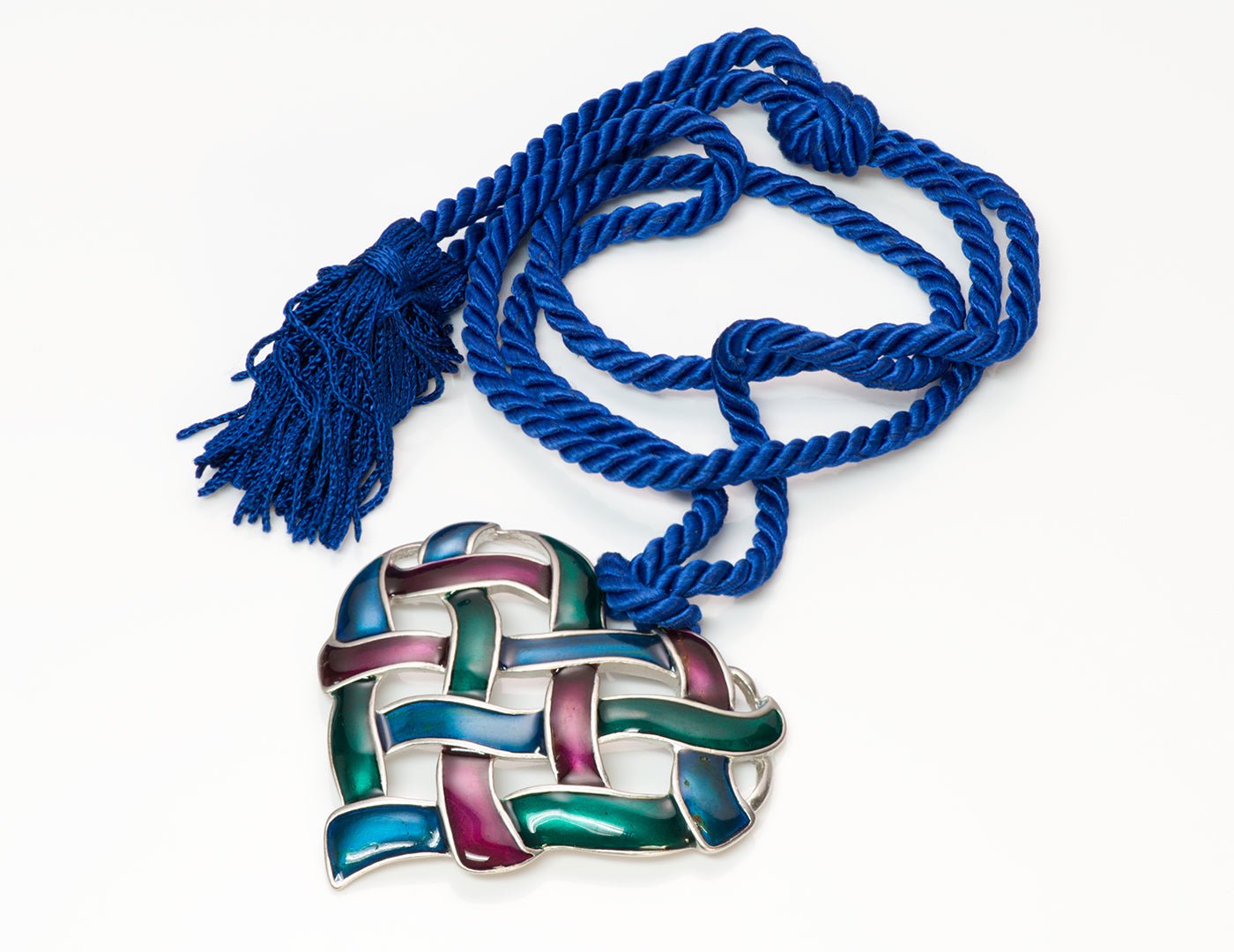 Yves Saint Laurent YSL Enamel Heart Pendant Necklace