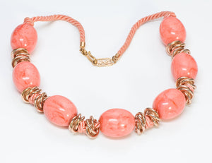 Yves Saint Laurent YSL Faux Coral Rope Necklace
