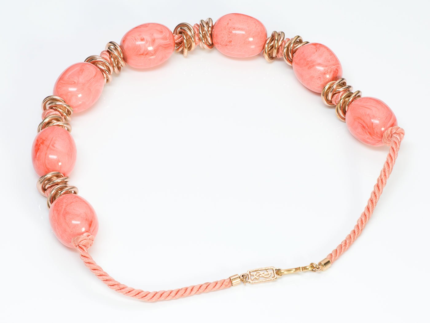 Yves Saint Laurent YSL Faux Coral Rope Necklace