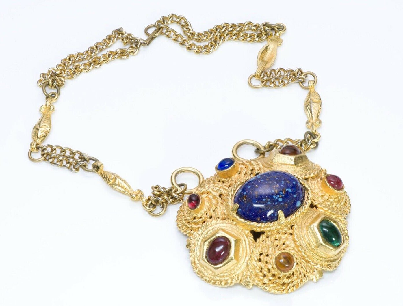 Yves Saint Laurent YSL Goossens 1970's Byzantine Style Glass Necklace
