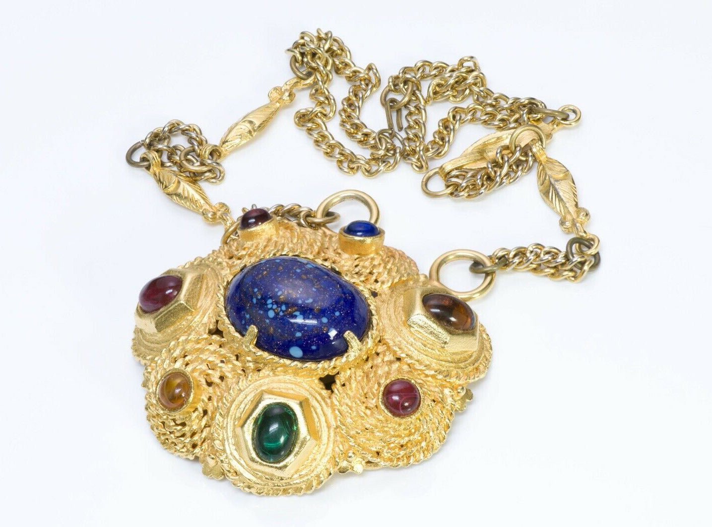 Yves Saint Laurent YSL Goossens 1970's Byzantine Style Glass Necklace