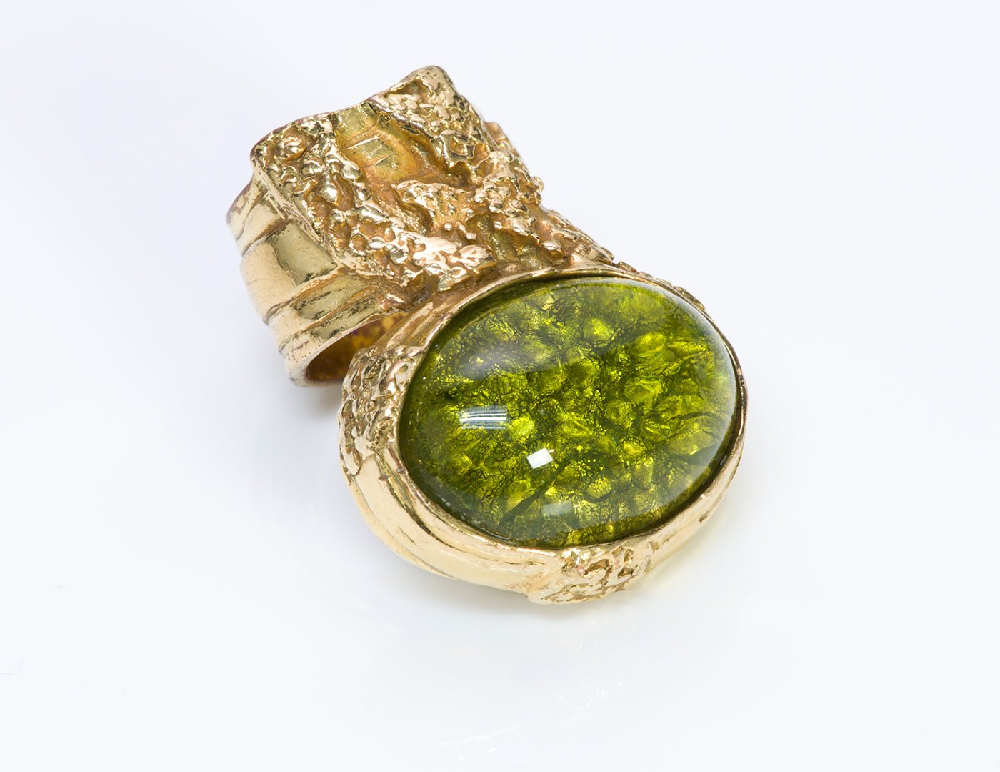 Yves Saint Laurent YSL Green Glass Arty Ring