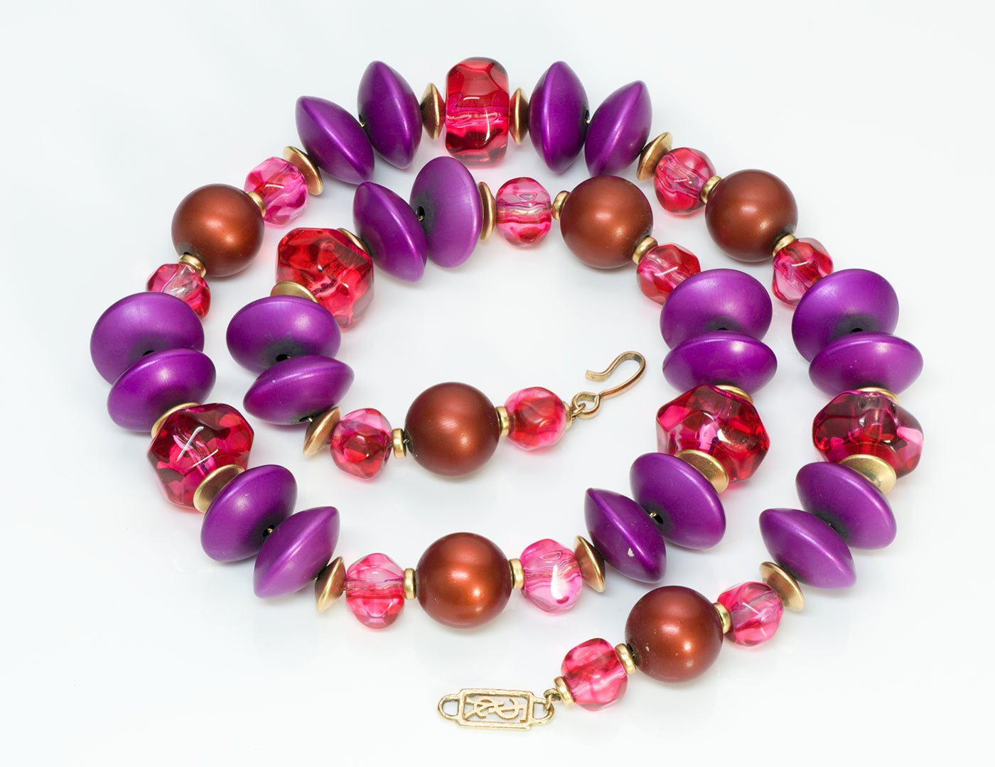 Yves Saint Laurent YSL Pink Purple Beads Necklace