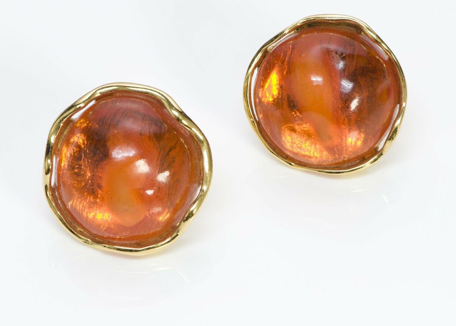 Yves Saint Laurent YSL Robert Goossens Faux Amber Poured Glass Earrings