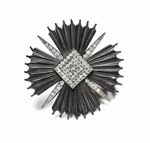 Vintage 1990's Yves Saint Layrent Crystal Maltese Cross Brooch