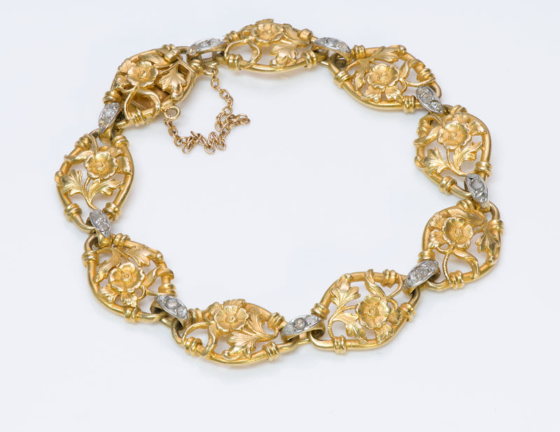 Antique 18K Yellow Gold Diamond Bracelet